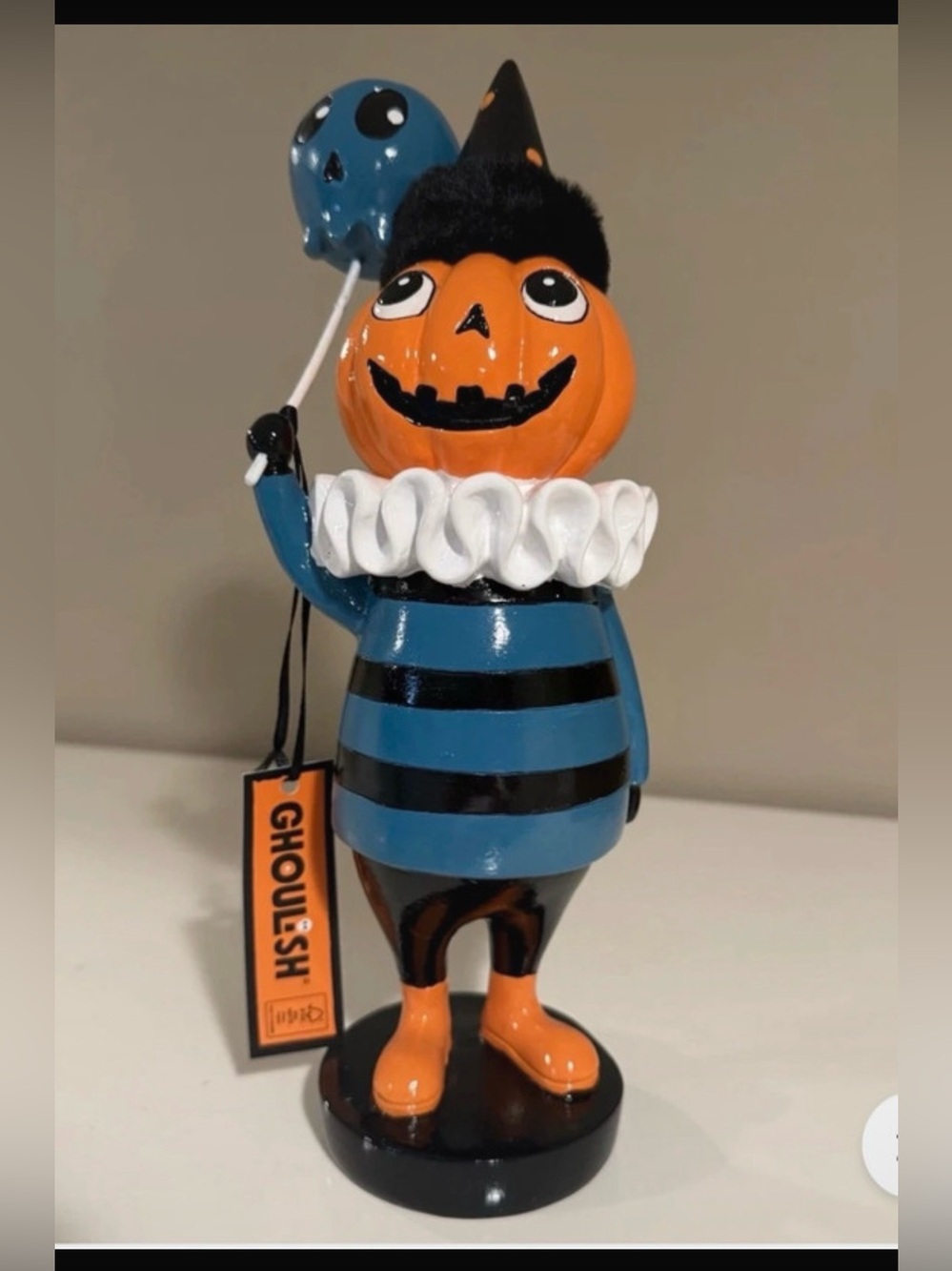 Ghoulish Pumpkin Ghost Balloon Halloween Figurine